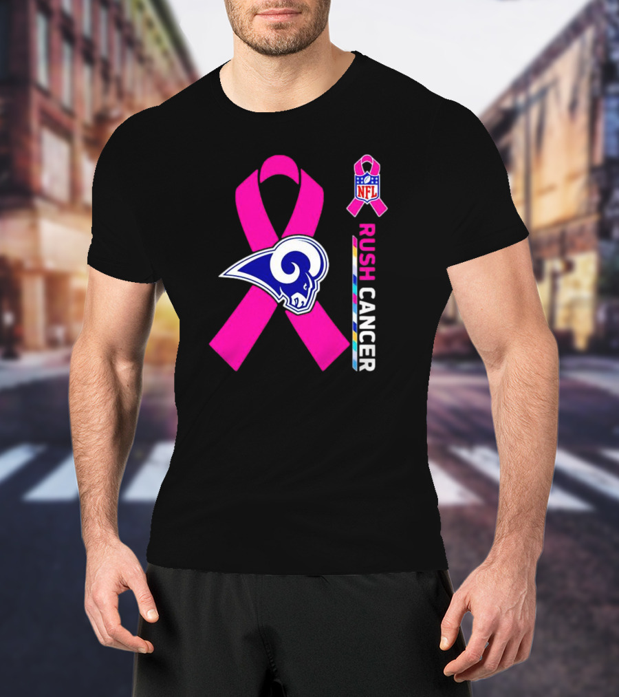 Los Angeles Rams Rush Cancer NFL Pink T-Shirt
