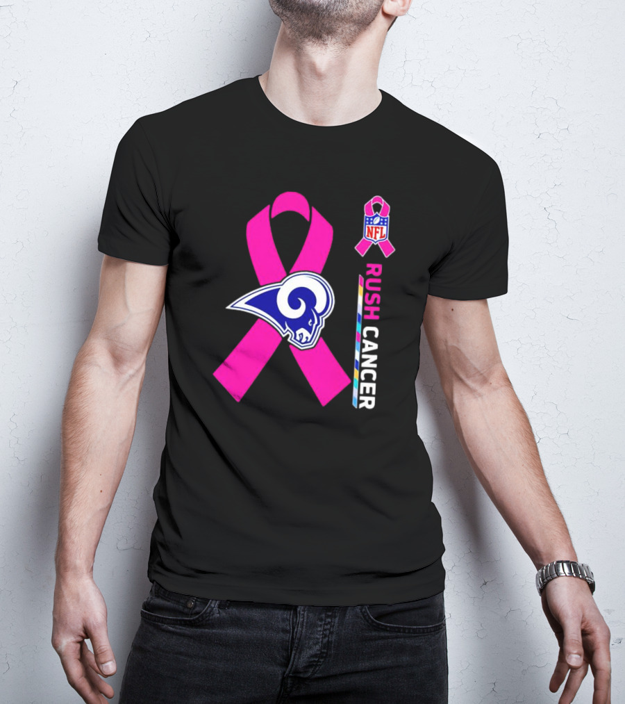 Los Angeles Rams Rush Cancer NFL Pink T-Shirt