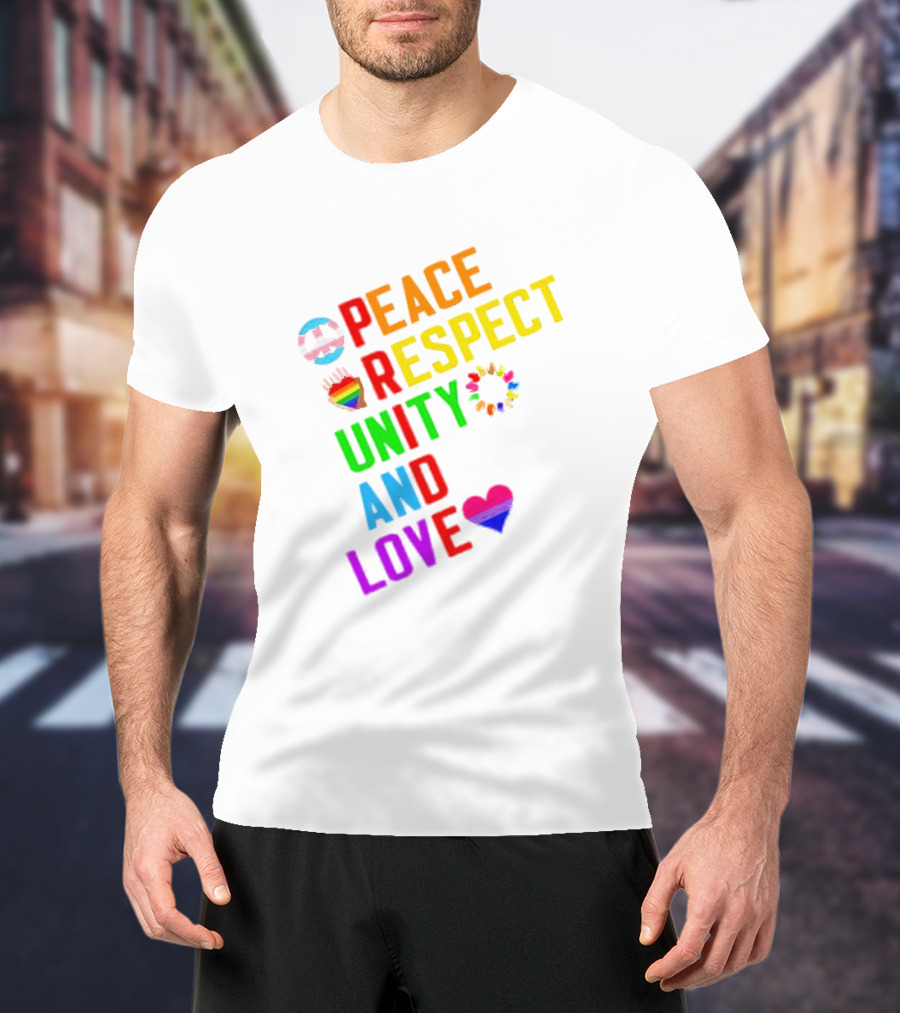 Pride Peace Respect Unity And Love Rainbow Symbols T-Shirt