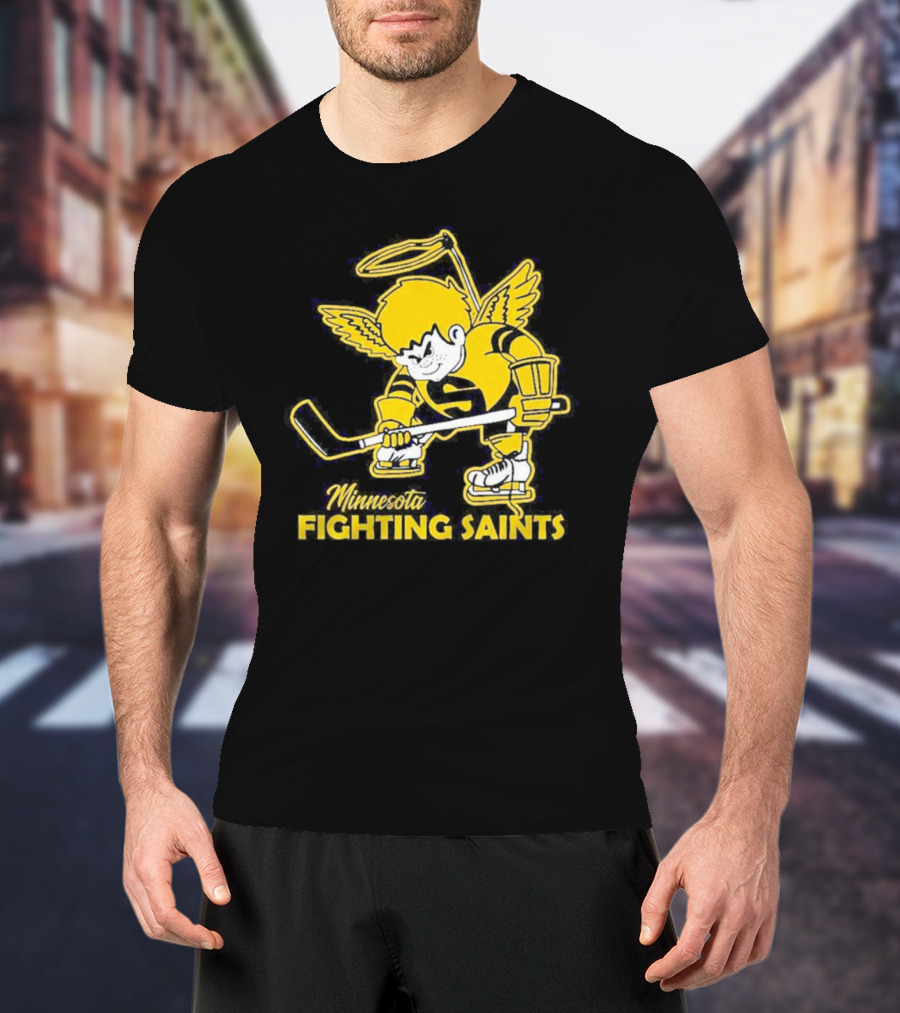 Minnesota Fighting Saints Hockey Mascot Vintage T-Shirt
