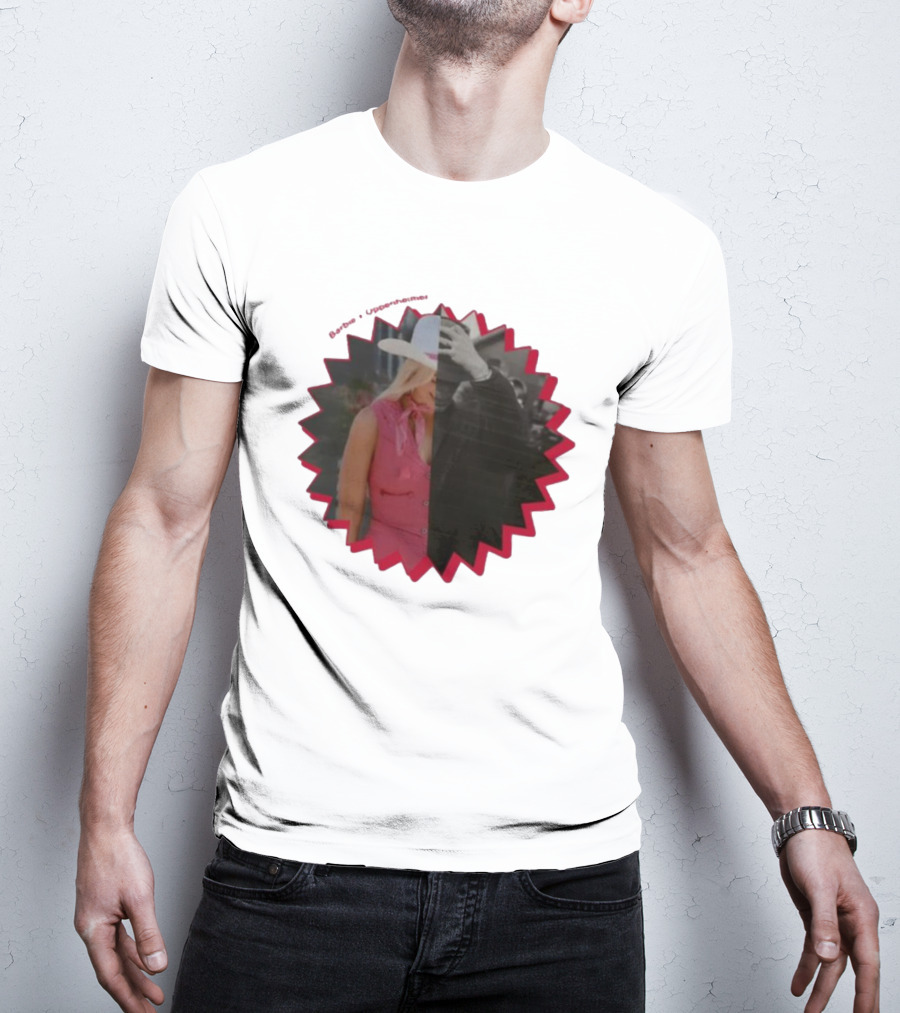 Barbie Oppenheimer Half Pink Half Black Starburst T-Shirt