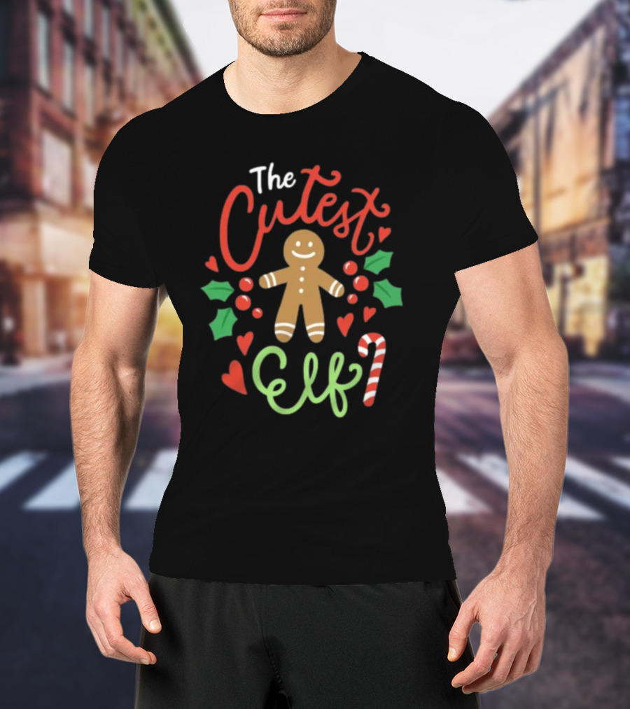 The Cutest Elf Gingerbread Candy Cane Holly T-Shirt
