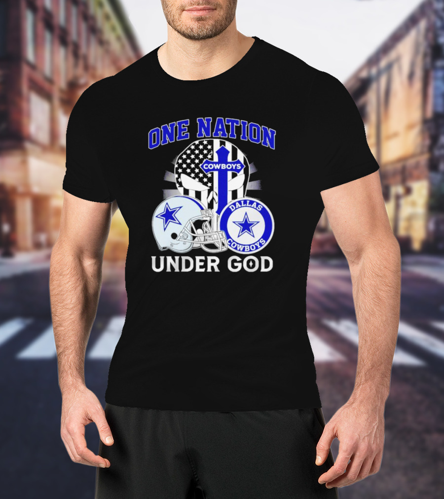 Dallas Cowboys One Nation Under God American Flag Football Helmet Star T-Shirt