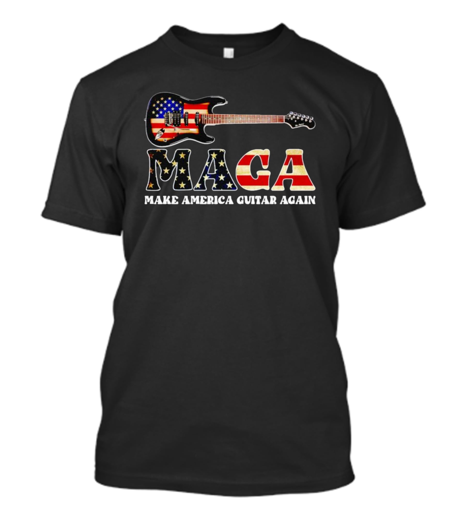 MAGA Make America Guitar Again USA Flag Electric Guitar T-Shirt