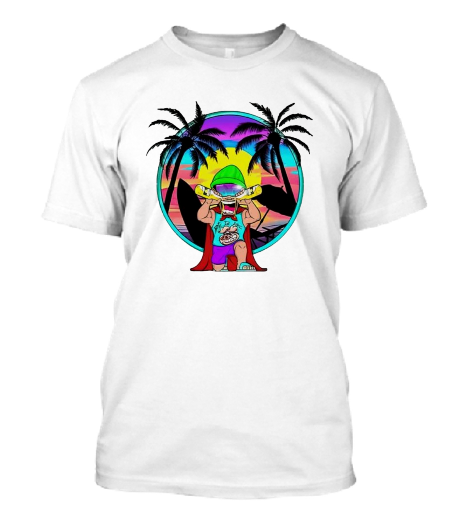 OGblob18 Beach Adventure Tropical Vibes Sunset Scene T-Shirt