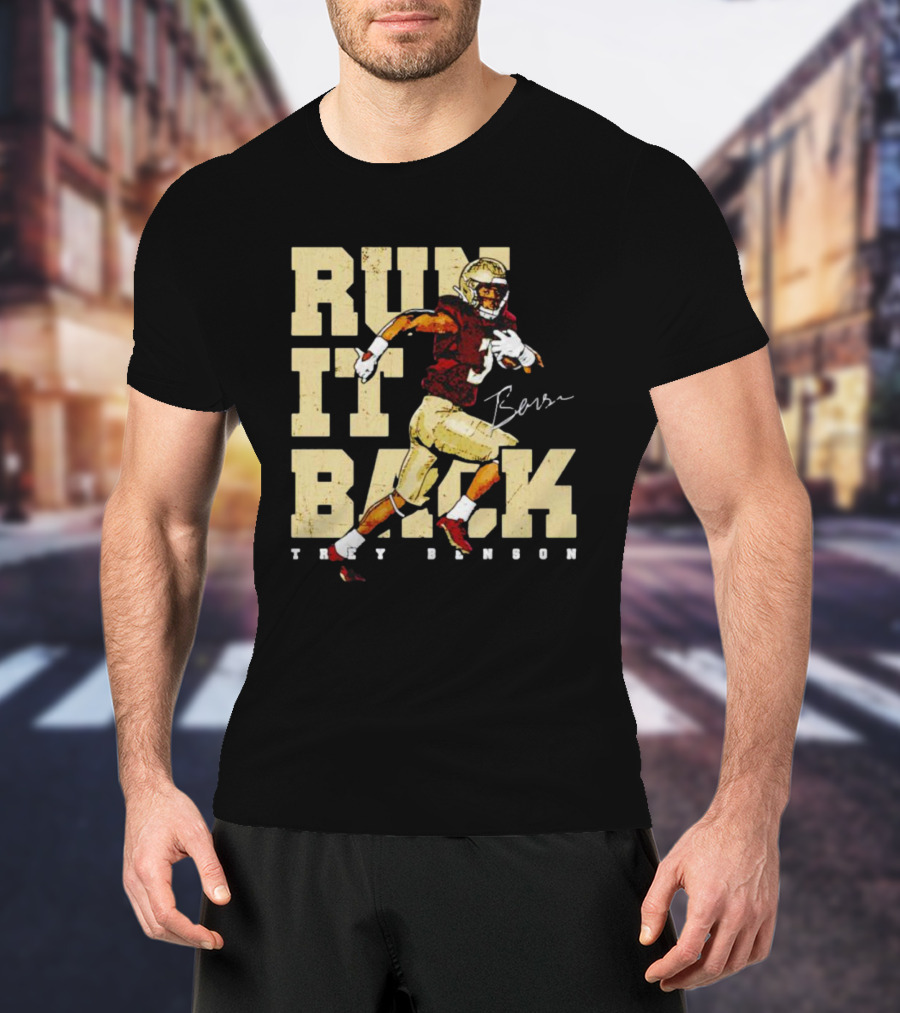 Run It Back Trey Benson Signature Football Player Action T-Shirt