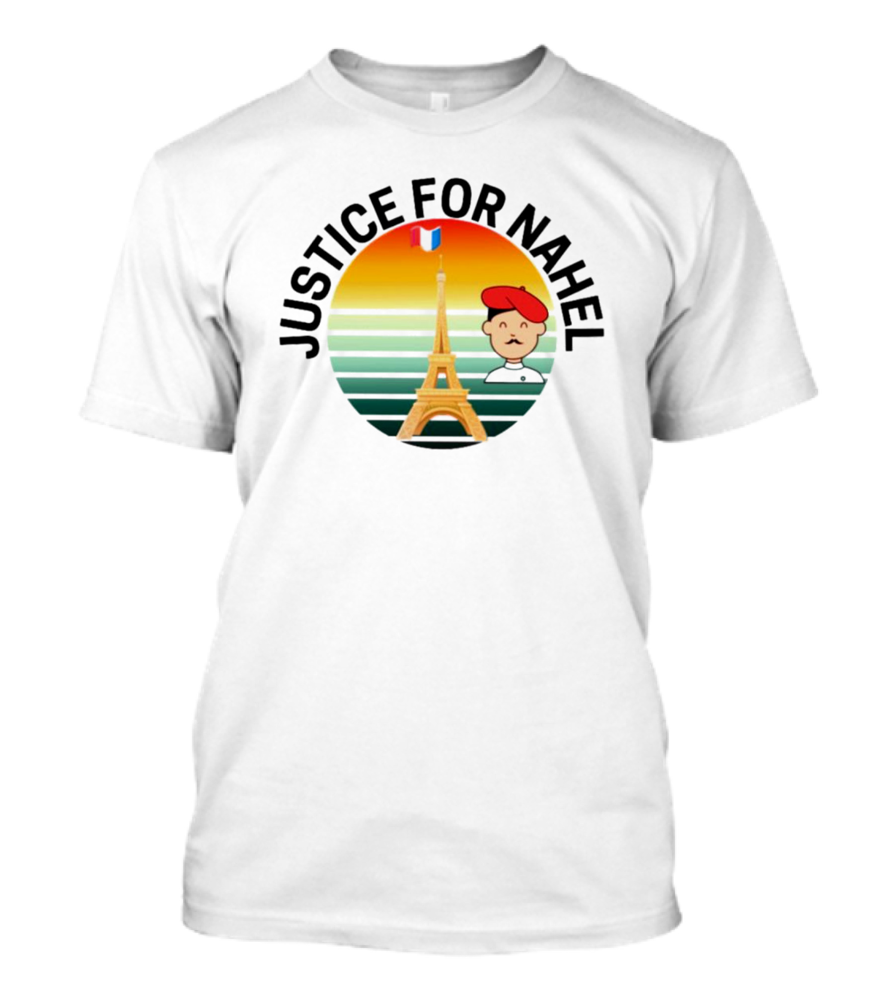 Justice For Nahel Eiffel Tower Sunset Beret Flag T-Shirt