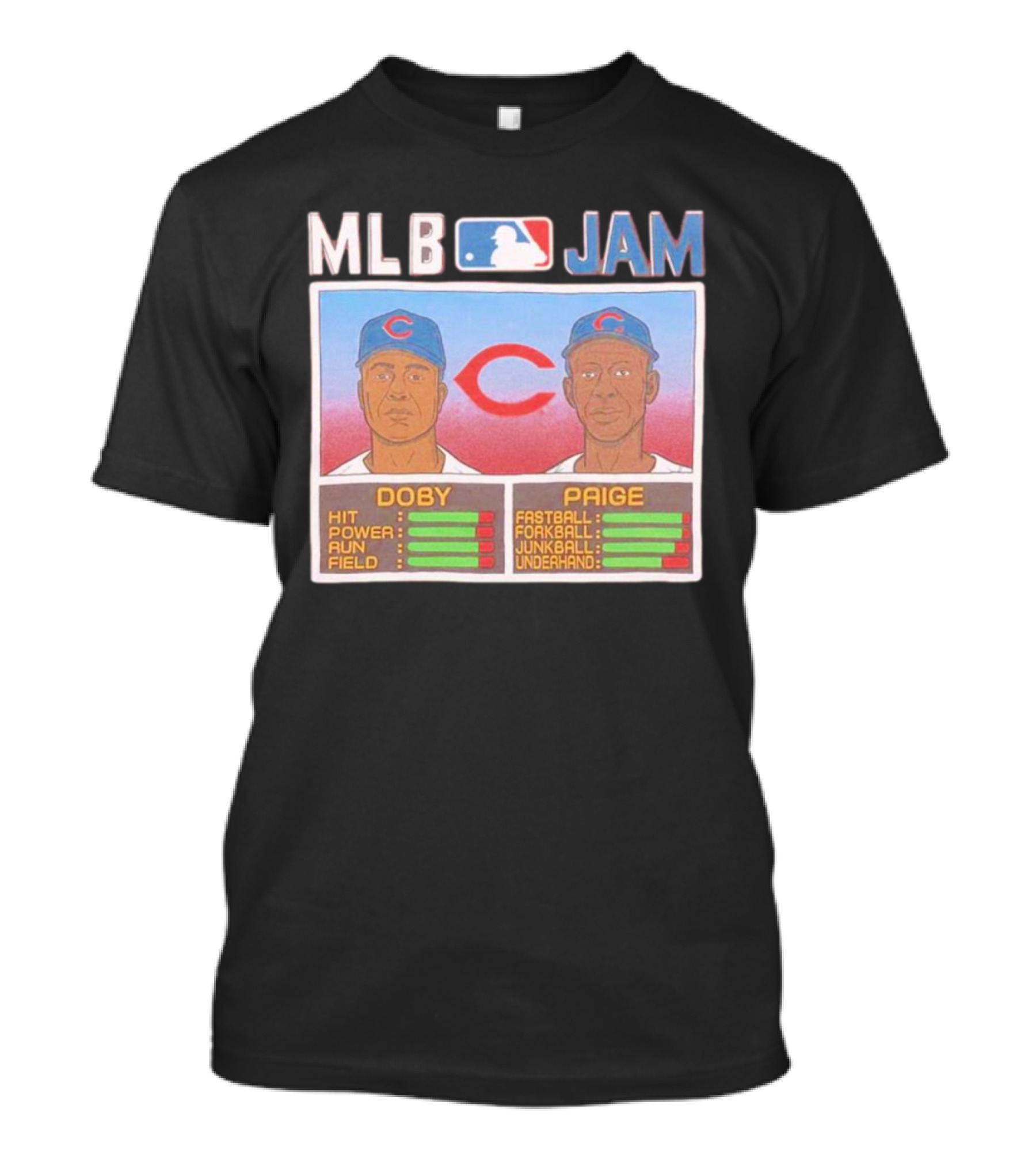 MLB Jam Cleveland Doby Paige Fastball Forkball Junkball Underhand T-Shirt