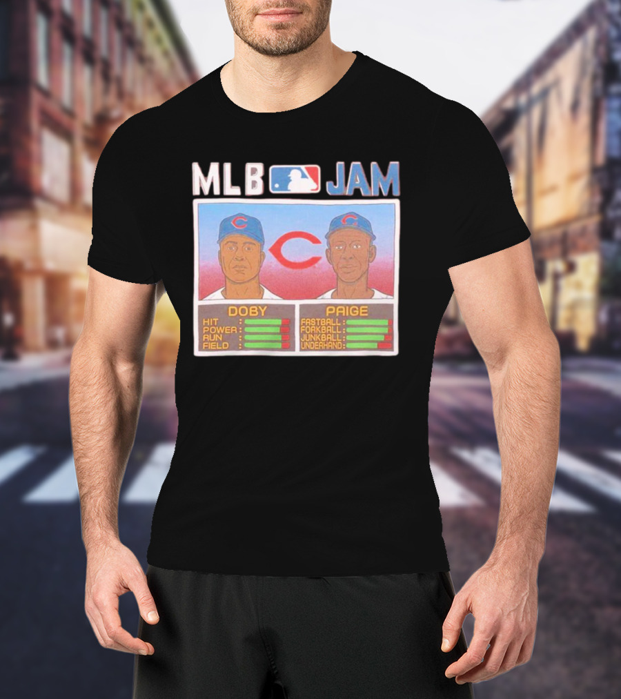 MLB Jam Cleveland Doby Paige Fastball Forkball Junkball Underhand T-Shirt