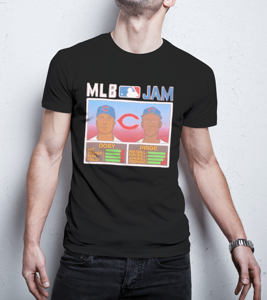 MLB Jam Cleveland Doby Paige Fastball Forkball Junkball Underhand T-Shirt