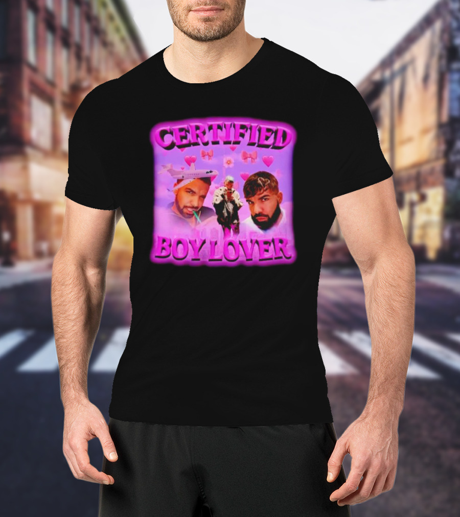 Certified Boy Lover Drake Airplane Pink Hearts T-Shirt