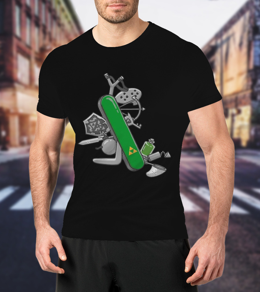 Hyrule Army Knife Multi-Tool Legend Of Zelda Iconic Symbols T-Shirt
