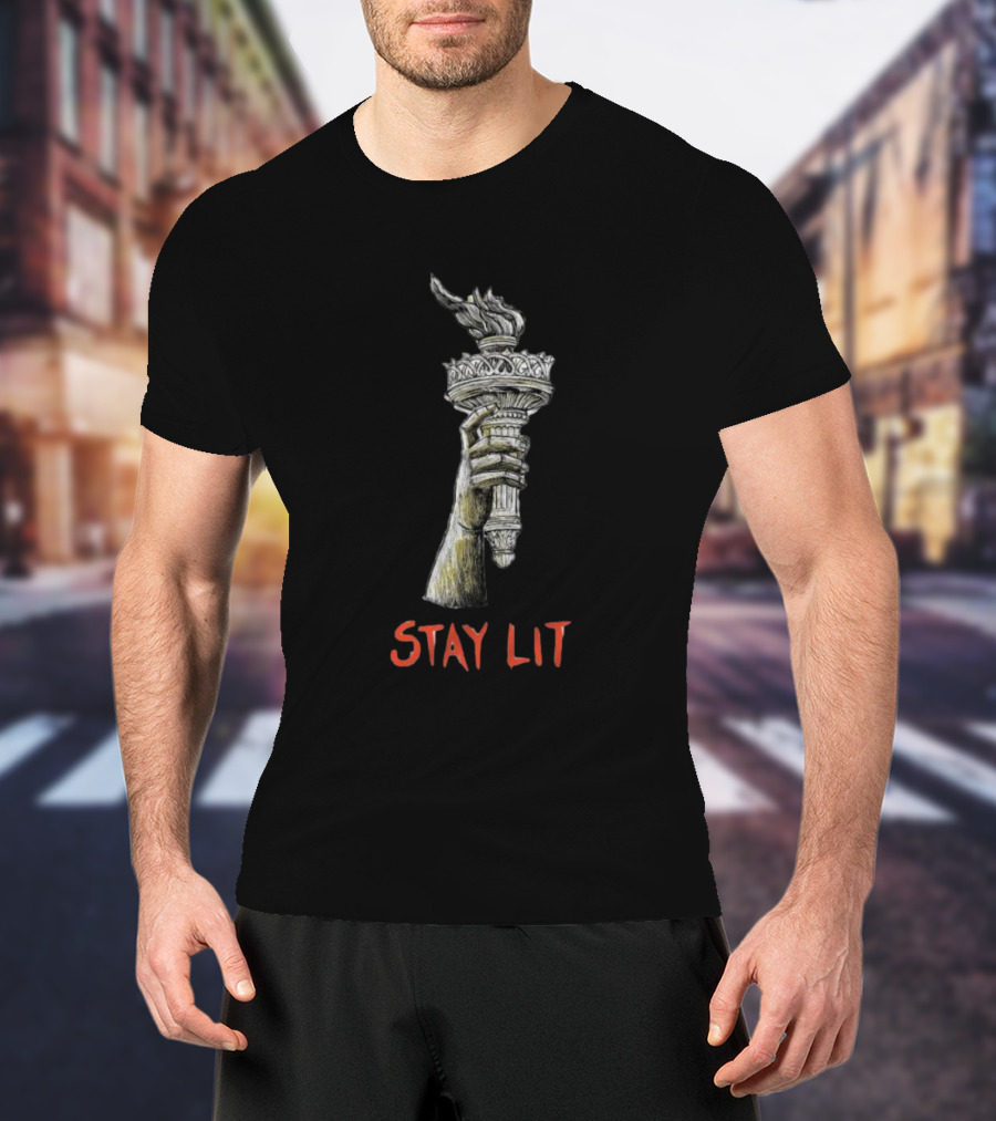 Say No To Autocracy And Fascism Stay Lit Torch Of Liberty T-Shirt