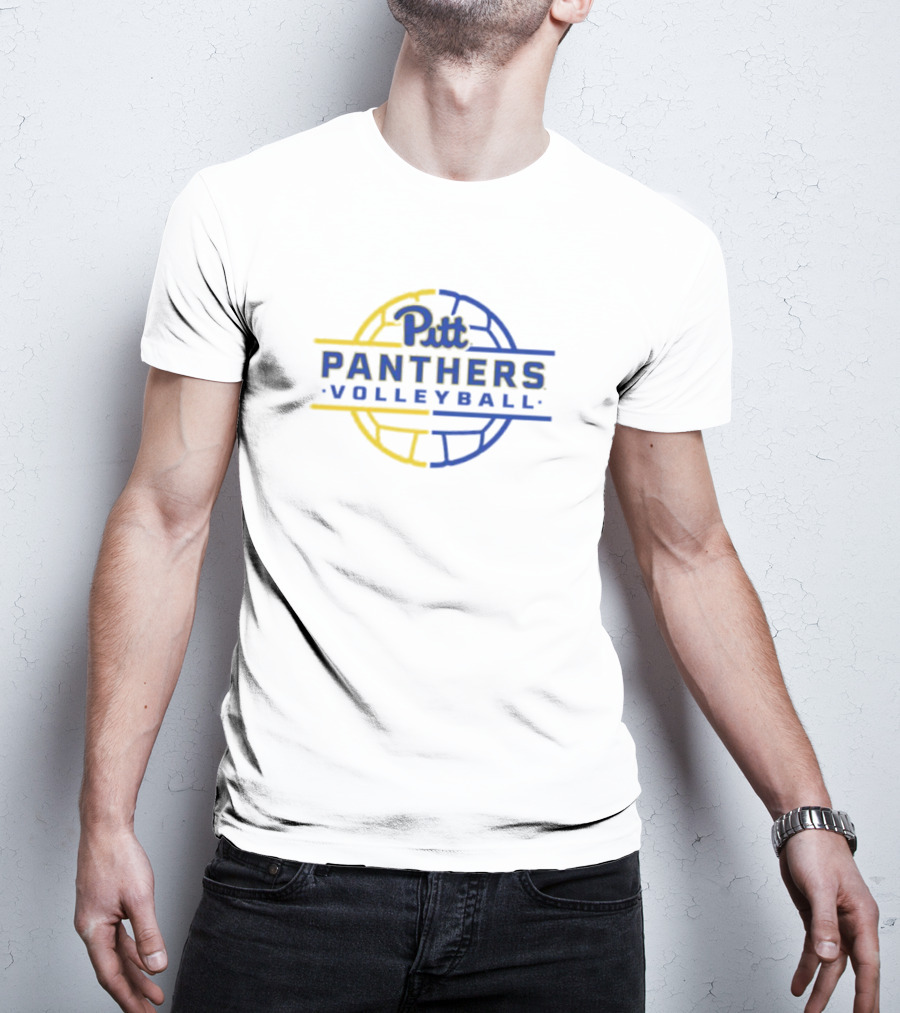 Pitt Panthers Volleyball Blue And Yellow Circle Text T-Shirt