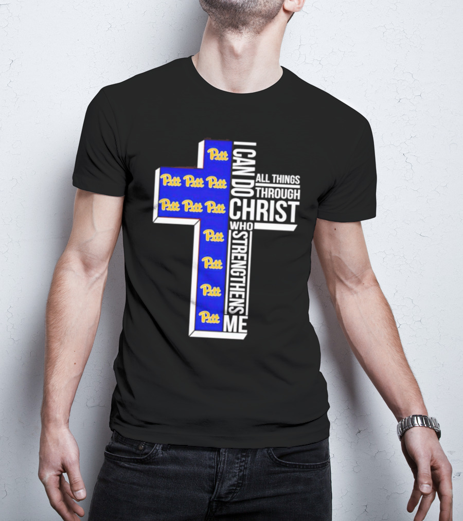Pitt Panthers I Can Do All Things Through Christ Who Strengthens Me Cross T-Shirt