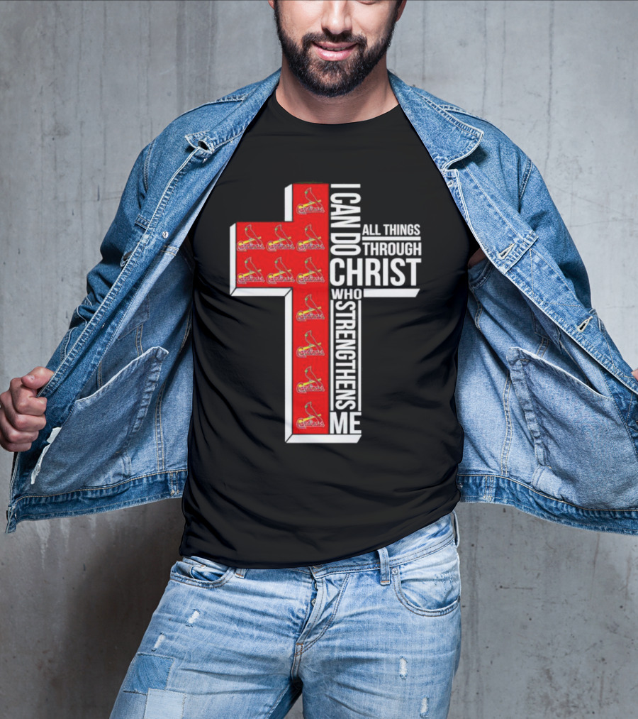 St. Louis Cardinals I Can Do All Things Through Christ Who Strengthens Me Cross T-Shirt