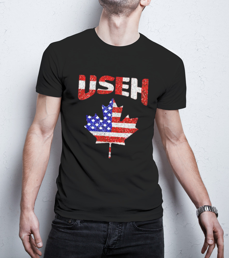 USEH Leaf Canadian American Flag T-Shirt
