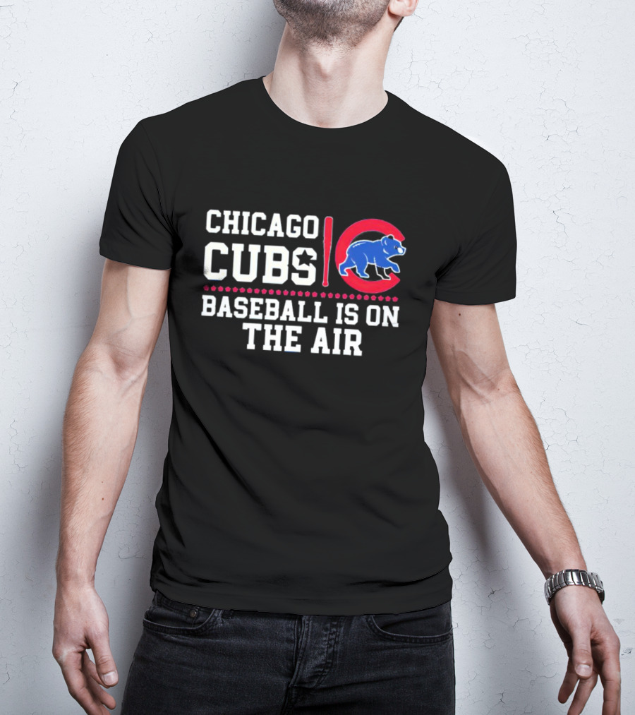 Chicago Cubs Baseball Is On The Air Blue Bear Emblem T-Shirt