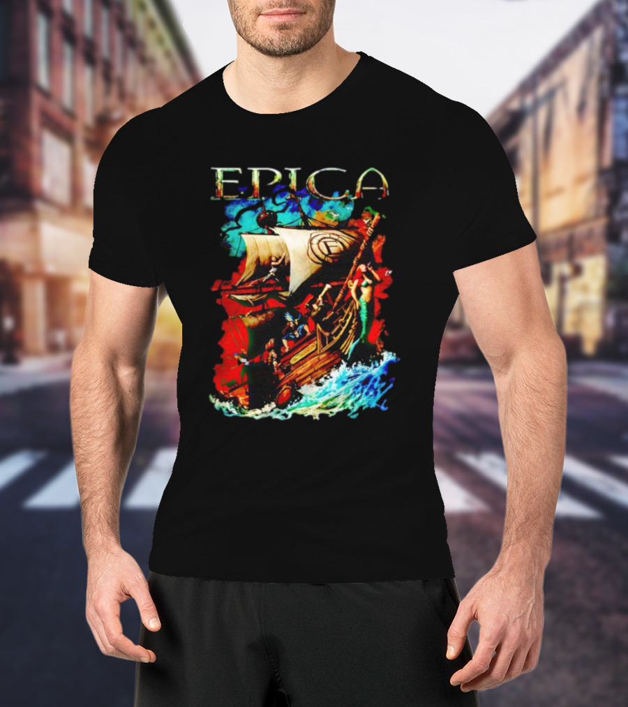 EPICA Pirate Ship Adventure With Mythical Creatures And Ocean Waves T-Shirt