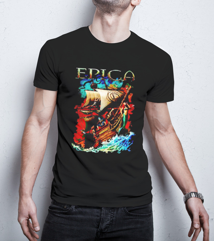 EPICA Pirate Ship Adventure With Mythical Creatures And Ocean Waves T-Shirt