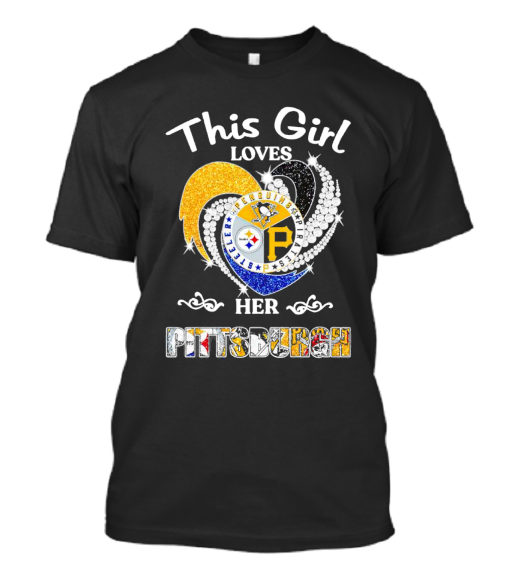 This Girl Loves Her Pittsburgh Steelers Penguins Pirates T-Shirt