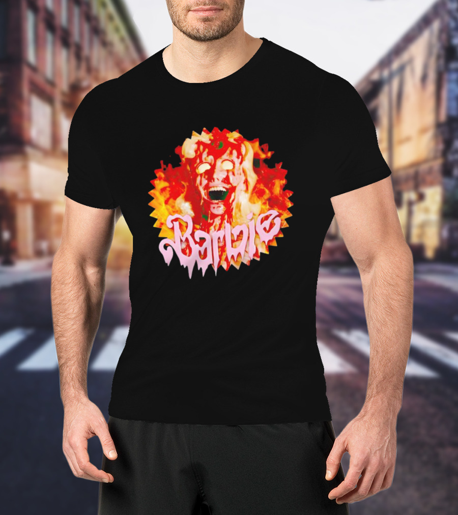 Barbenheimer Barbie Horror Flames T-Shirt