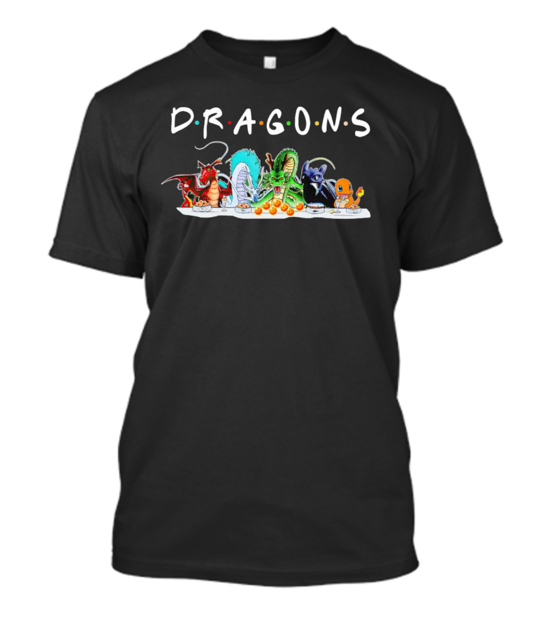 DRAGONS Cartoon Parody With Dragon Balls And Iconic Font T-Shirt