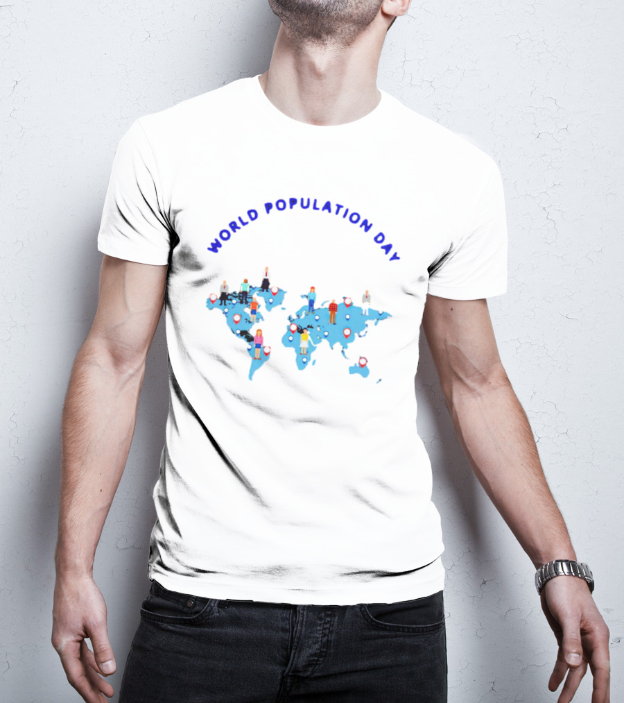World Population Day Map People Locations T-Shirt