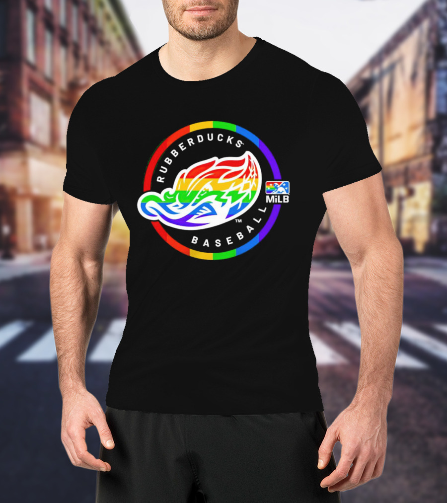 Akron RubberDucks Baseball MiLB Pride Logo Rainbow T-Shirt