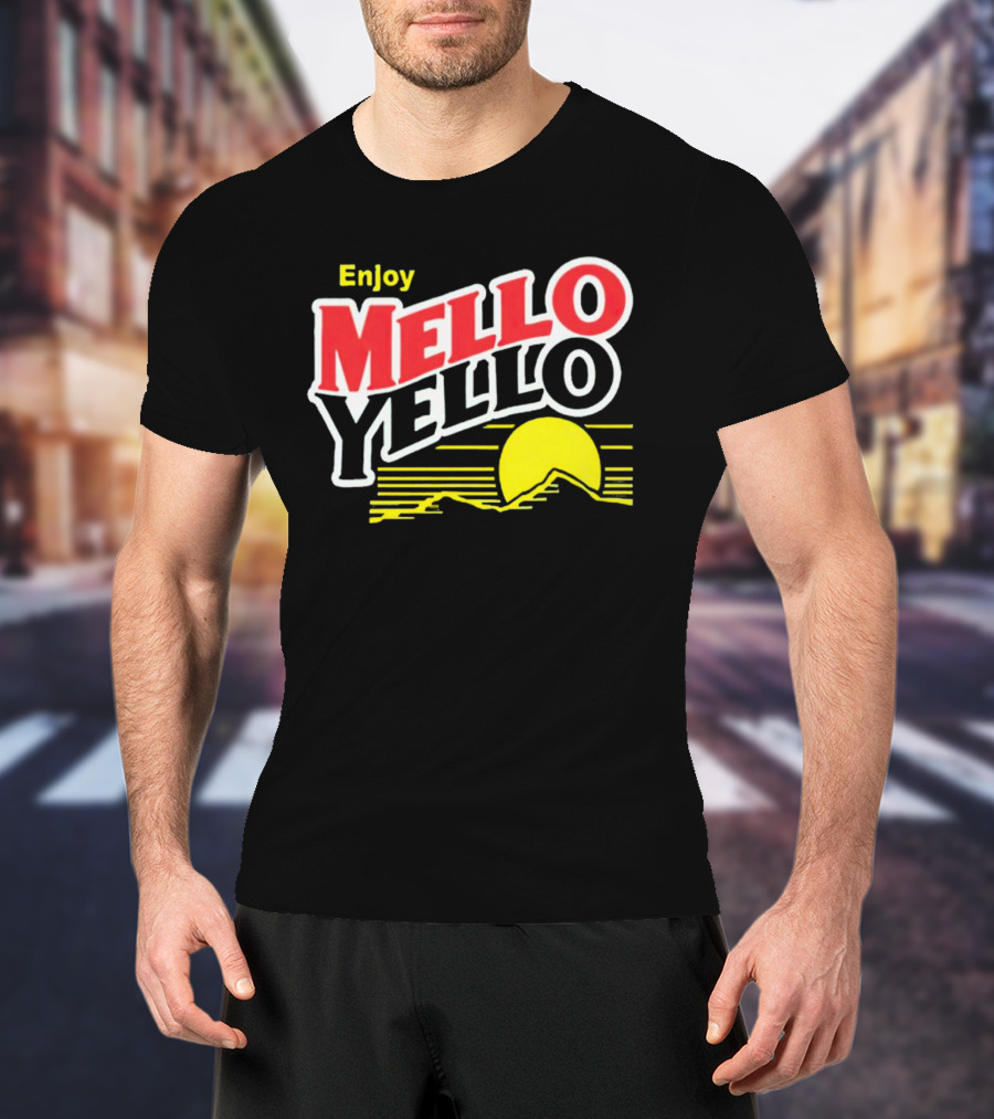 Enjoy Mello Yello Retro Style With Sunset And Mountain T-Shirt