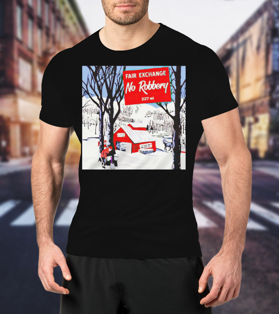 Fair Exchange No Robbery 227 Ml Winter Scene With Red Barn T-Shirt