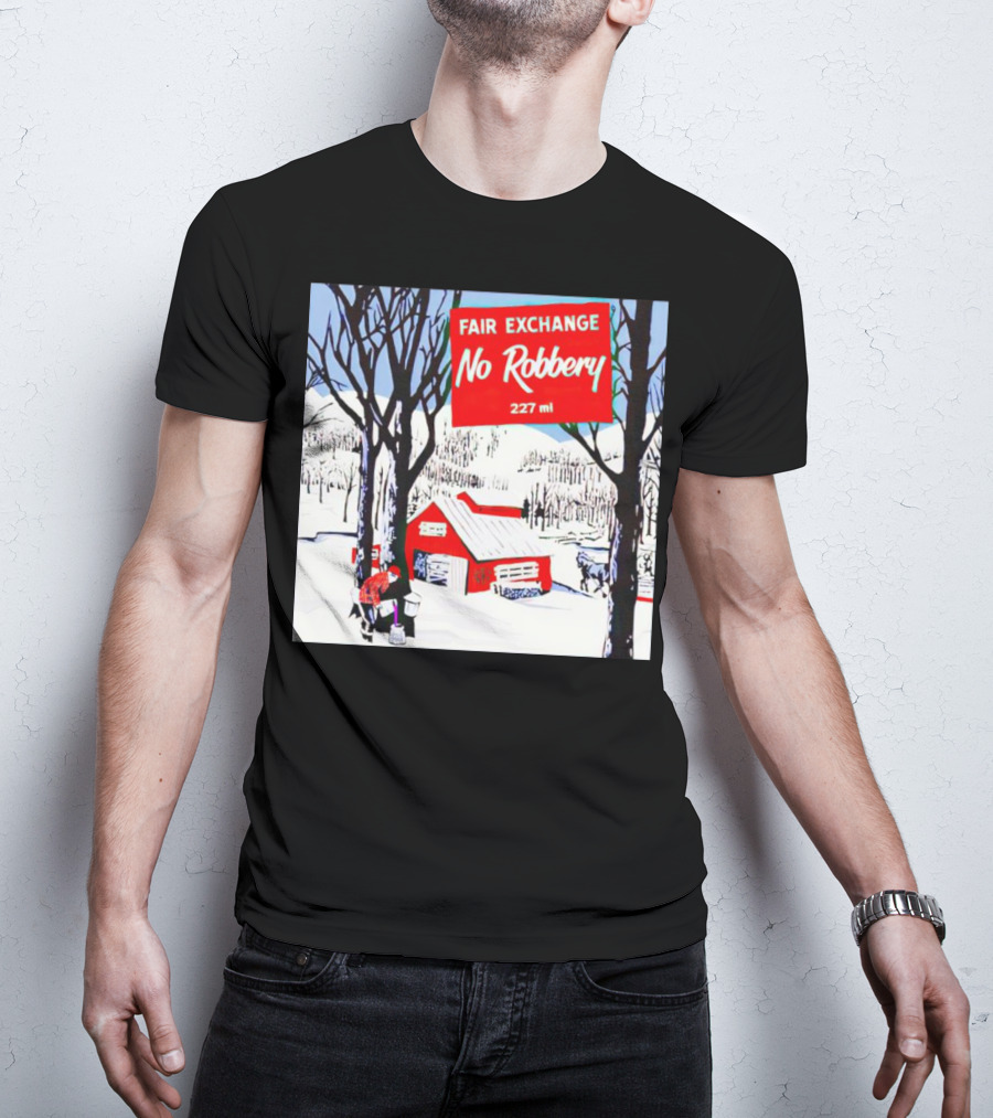 Fair Exchange No Robbery 227 Ml Winter Scene With Red Barn T-Shirt