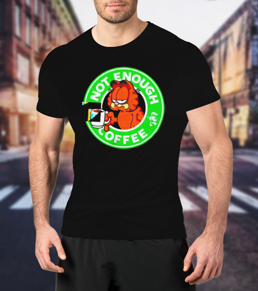 Garfield Not Enough Coffee Circular Green Badge Mood T-Shirt