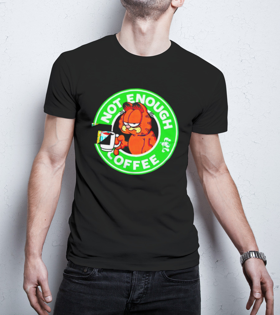 Garfield Not Enough Coffee Circular Green Badge Mood T-Shirt