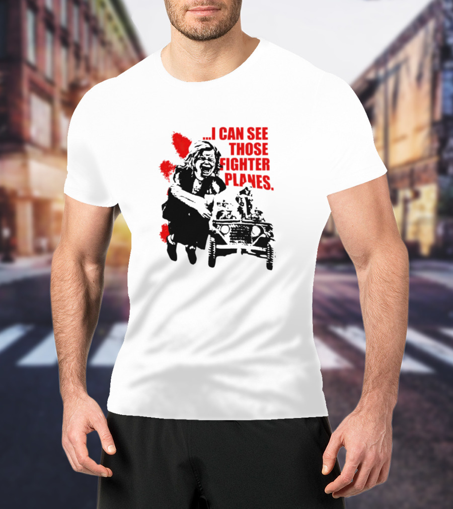 I Can See Those Fighter Planes Red Graffiti Style Jeep Rider T-Shirt