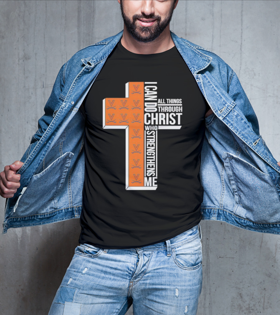 Men’s Virginia Cavaliers Christian Faith I Can Do All Things Through Christ Cross T-Shirt