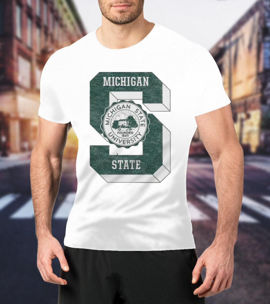 Michigan State University Vintage Seal Large S Emblem T-Shirt