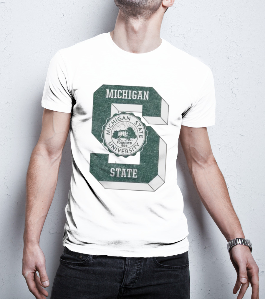 Michigan State University Vintage Seal Large S Emblem T-Shirt