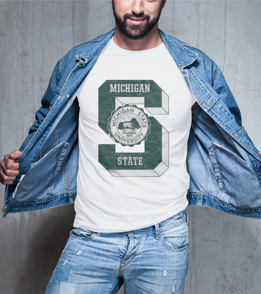 Michigan State University Vintage Seal Large S Emblem T-Shirt