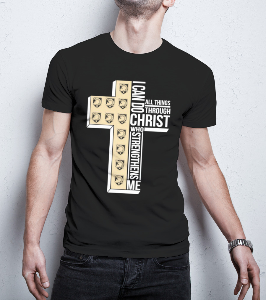 Black Knights I Can Do All Things Through Christ Who Strengthens Me Cross T-Shirt