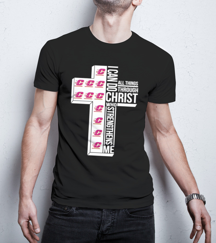 Central Michigan Chippewas I Can Do All Things Through Christ Who Strengthens Me Cross T-Shirt