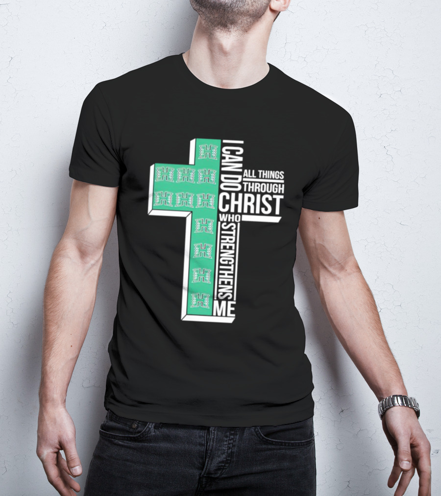 Hawaii Rainbow Warriors ‘I Can Do All Things Through Christ Who Strengthens Me’ Cross T-Shirt