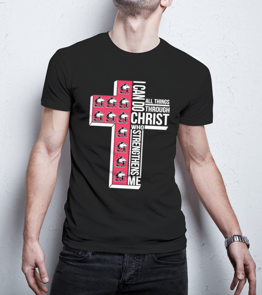 NIU Huskies I Can Do All Things Through Christ Who Strengthens Me Cross T-Shirt