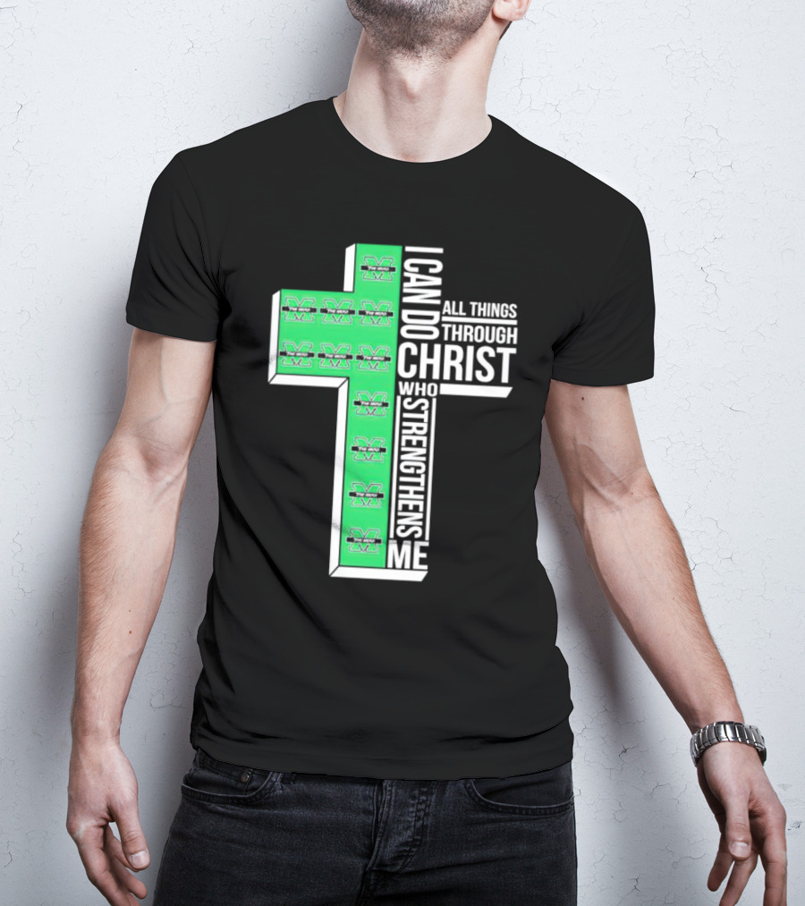 Marshall Thundering Herd I Can Do All Things Through Christ Who Strengthens Me Cross T-Shirt