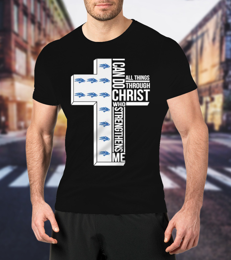 Nevada Wolf Pack I Can Do All Things Through Christ Who Strengthens Me Cross T-Shirt