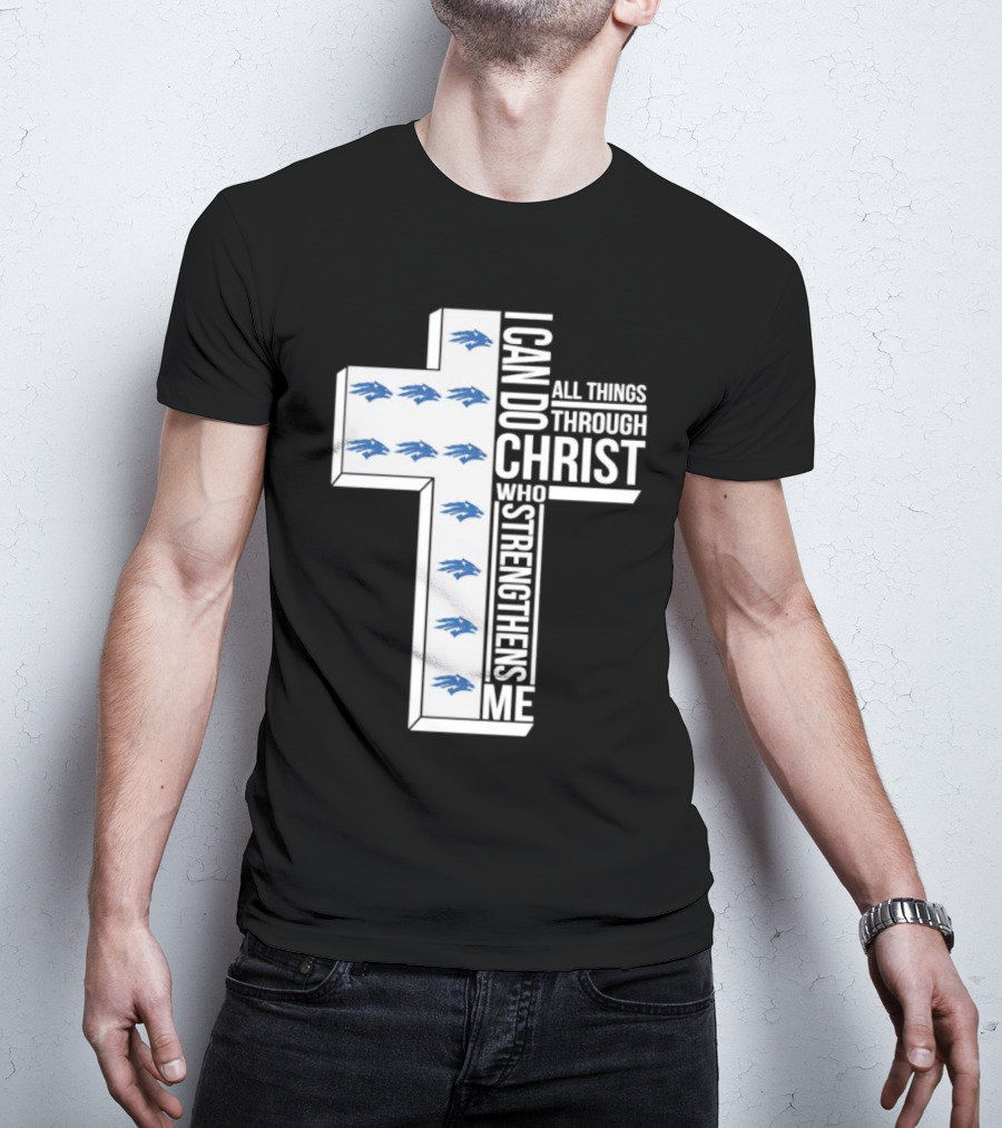 Nevada Wolf Pack I Can Do All Things Through Christ Who Strengthens Me Cross T-Shirt