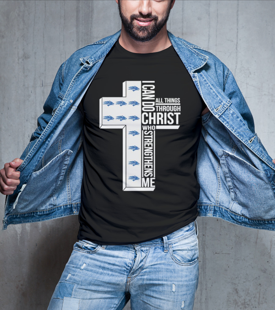 Nevada Wolf Pack I Can Do All Things Through Christ Who Strengthens Me Cross T-Shirt