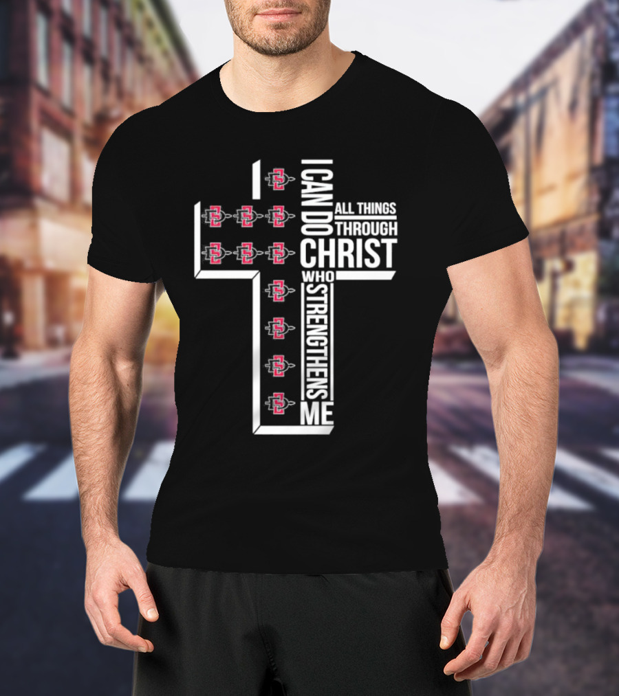 State Aztecs I Can Do All Things Through Christ Who Strengthens Me Cross T-Shirt