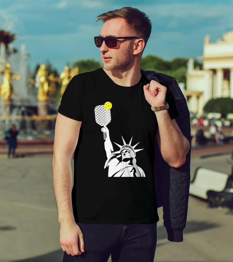 Statue Of Liberty With Pickleball Paddle And Ball T-Shirt