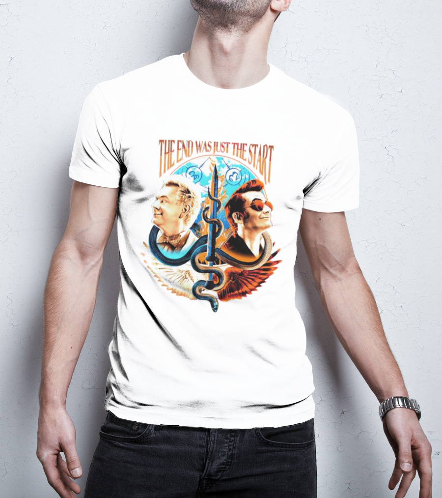 The End Was Just The Start Good Omens Angel And Demon Symbolic T-Shirt